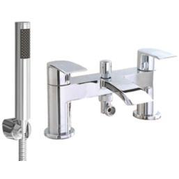 ETAL Spear Polished Chrome 123mm Deck Mounted Dual Control Manual Shower Mixer Tap