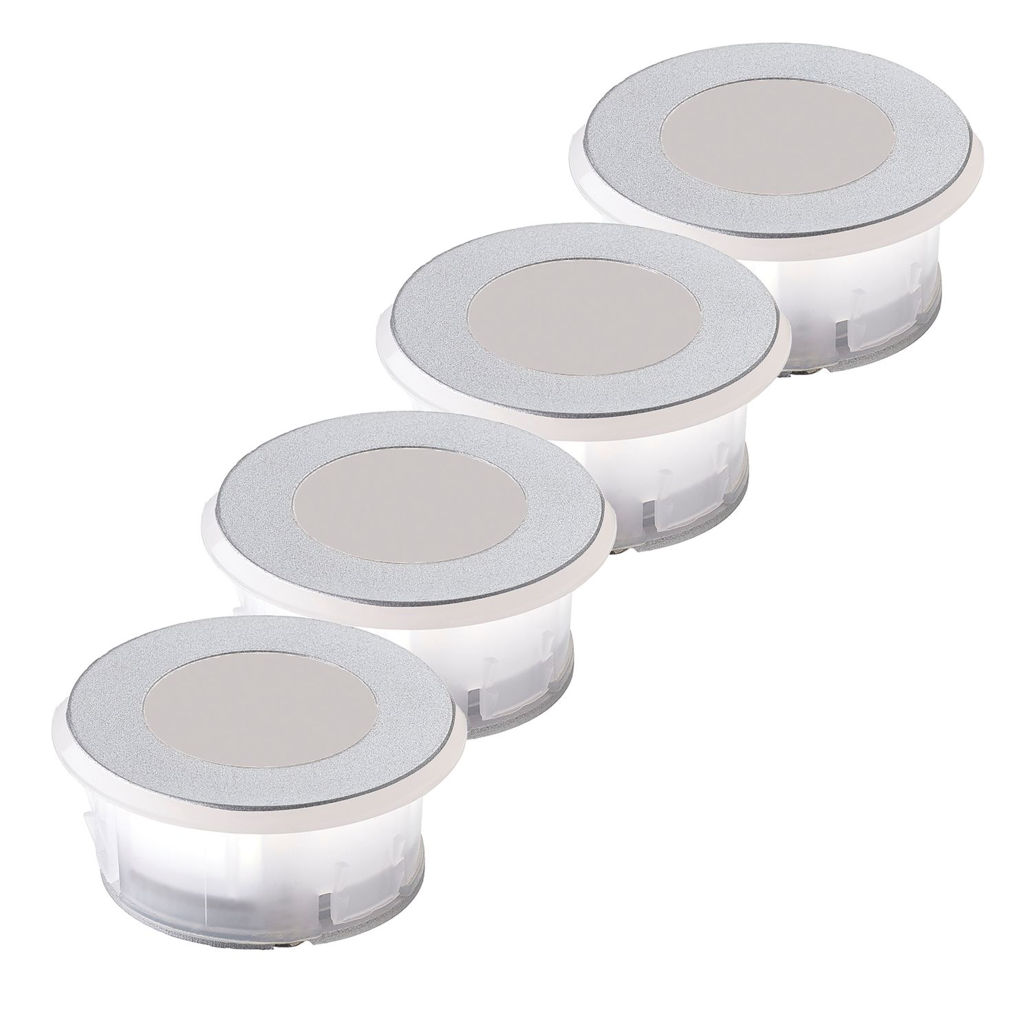 Sensio Halo TrioTone Recessed Round LED Kitchen Plinth Lights Chrome 0.5W 32 - 35lm 4 Pack (938PE)