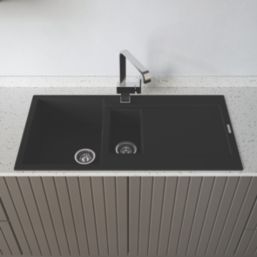 Carysil GD150-MB 1.5 Bowl Granite Composite Kitchen Sink Midnight Black Reversible 1000mm x 500mm