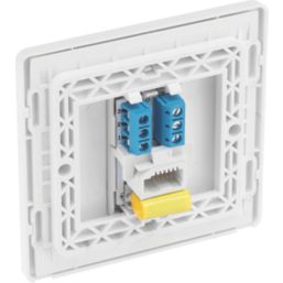 British General Evolve 1-Gang Master Telephone Socket Pearlescent White with White Inserts