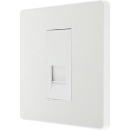 British General Evolve 1-Gang Master Telephone Socket Pearlescent White with White Inserts