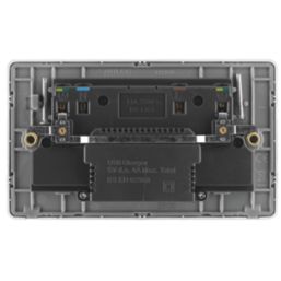 Arlec  13A 2-Gang SP Switched Socket + 4A 15W 2-Outlet Type A USB Charger Grey with Colour-Matched Inserts