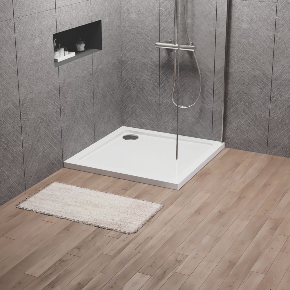 ETAL Pearlstone Matrix Square Shower Tray White 800mm x 800mm x 40mm ...