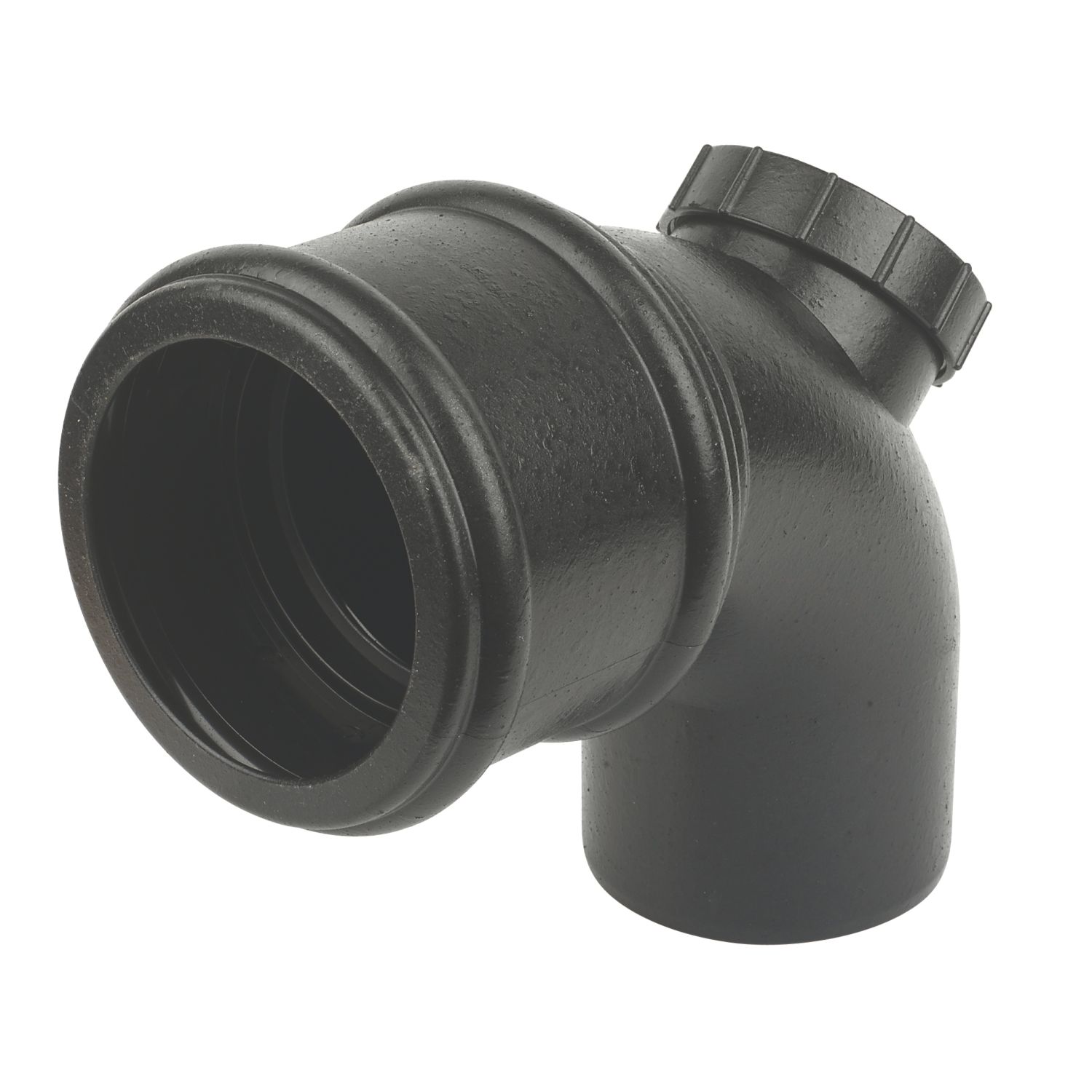 FloPlast Cast Iron Effect Push-Fit -Boss 92.5° Single Socket Access Bend Black 110mm (93977)