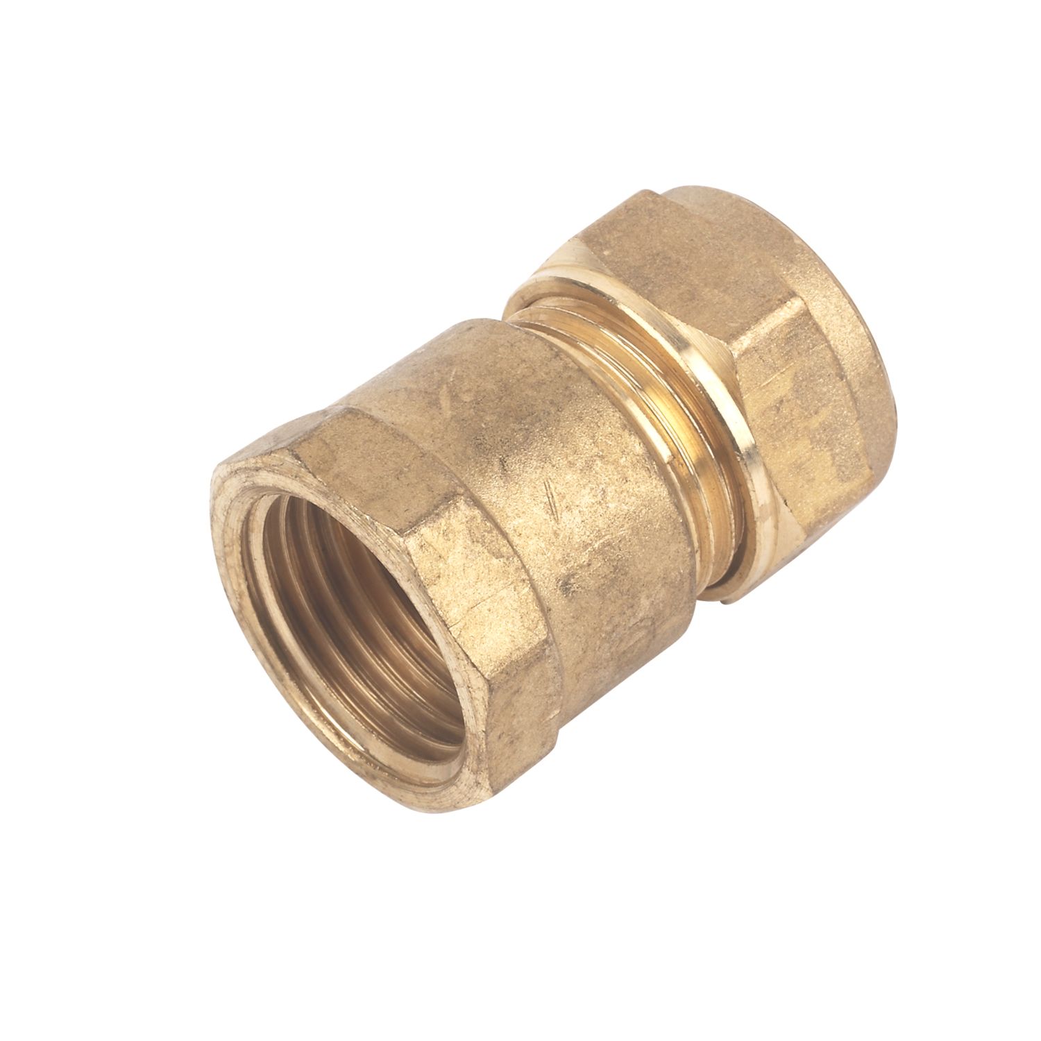 Flomasta Brass Compression Adapting Female Coupler 15mm x 1/2" (93992)