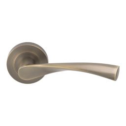 Smith & Locke Helvellyn Door Handle, Latch & Hinge Set Antique Brass 6 Pcs