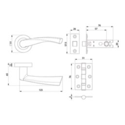 Smith & Locke Helvellyn Door Handle, Latch & Hinge Set Antique Brass 6 Pcs