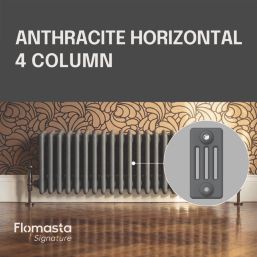 Flomasta 300mm x 1010mm 2993BTU Anthracite Horizontal 4 Column Radiator