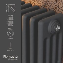 Flomasta 300mm x 1010mm 2993BTU Anthracite Horizontal 4 Column Radiator