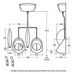 Armitage Shanks Sanura HygenIQ 40 Back Inlet Ceramic Wall Urinal