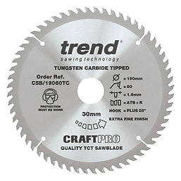 Trend CraftPro Wood/Chipboard/MDF Circular Saw Blade 190mm x 30mm 60T