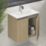 Newland  Double Door Wall-Mounted Vanity Unit with Basin Effect Natural Oak 600mm x 370mm x 540mm