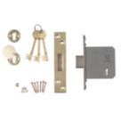 Smith & Locke Fire Rated  Satin Brass BS 5-Lever Mortice Deadlock 76mm Case - 57mm Backset