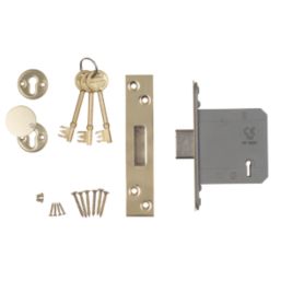 Smith & Locke Fire Rated  Satin Brass BS 5-Lever Mortice Deadlock 76mm Case - 57mm Backset