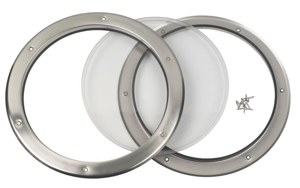 Mottez Round Porthole Vision Panel 390mm Brushed & Polished Steel
