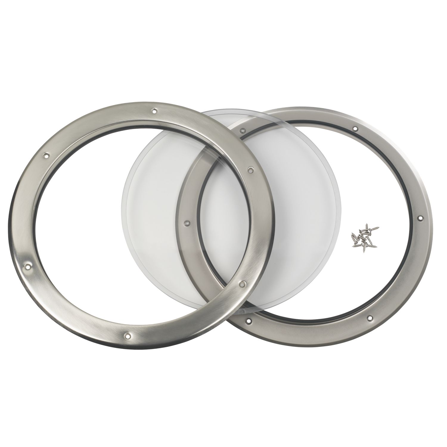 Mottez Round Porthole Vision Panel 390mm Brushed & Polished Steel (9403R)
