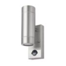 Refurb LAP Bronx Outdoor Up & Down Wall Light With PIR Sensor Stainless Steel