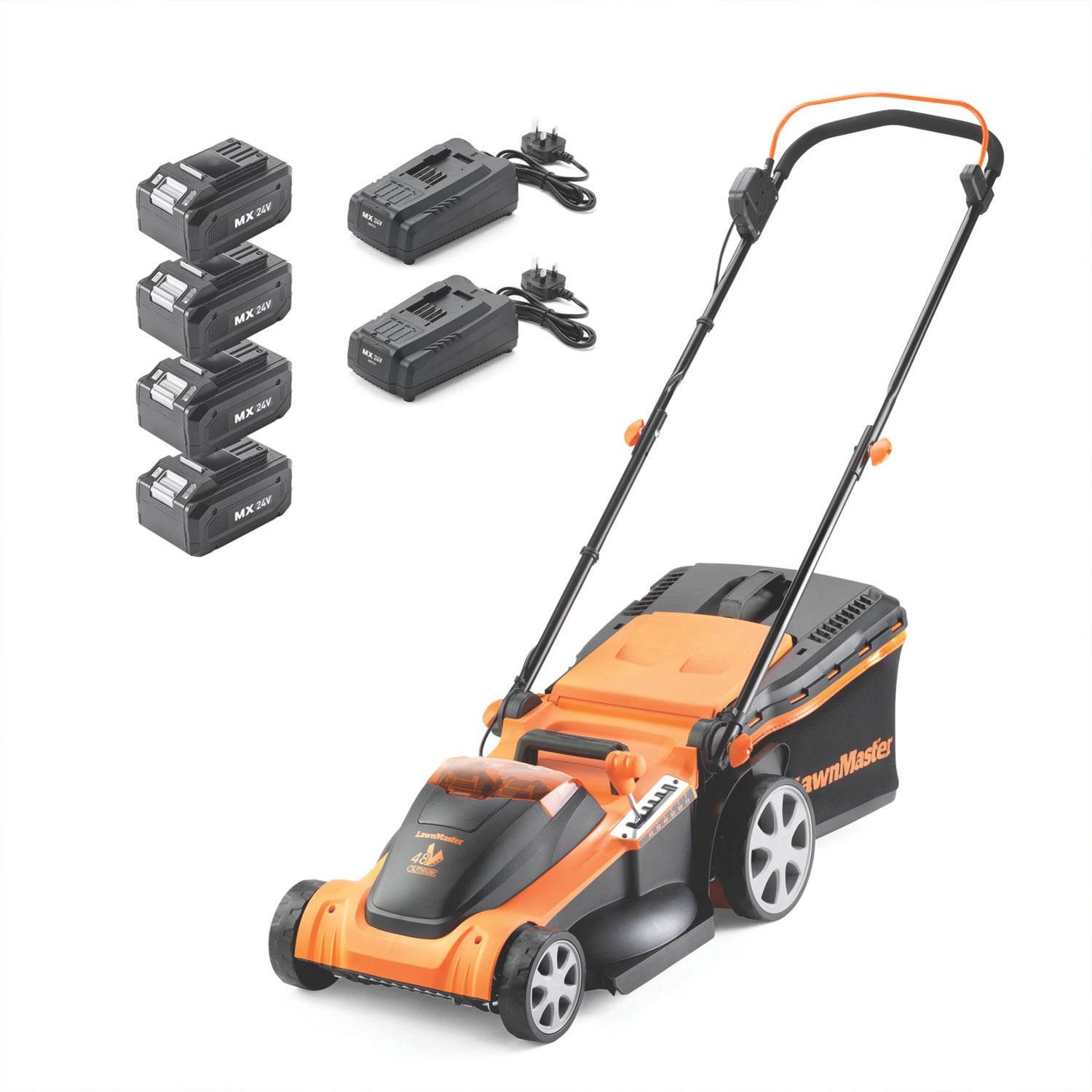 LawnMaster CLMF4841E-01 48V 4 x 4.0Ah Lithium MX Brushless Cordless 41cm Rotary Lawn Mower (940CU)