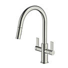 Clearwater Kira KIR30BN Double Lever Tap with Twin Spray Pull-Out  Brushed Nickel PVD