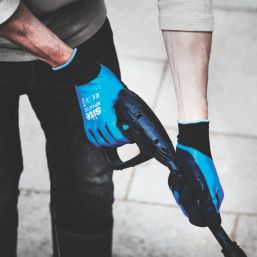Site  Fully-Coated Latex Grip Gloves Blue / Black Large