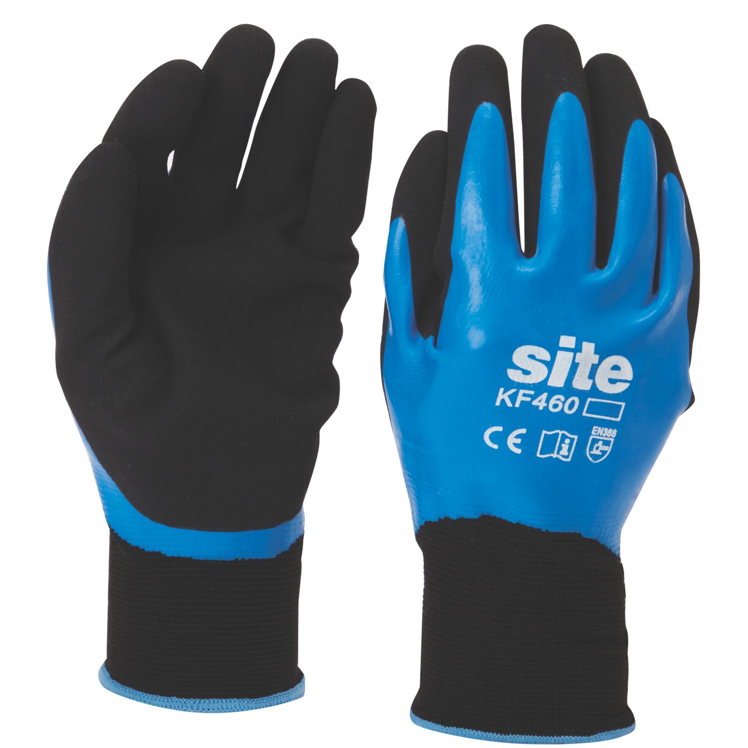 Site Fully-Coated Latex Grip Gloves Blue / Black Large (940FR)