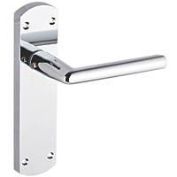 Smith & Locke Crane Fire Rated Latch Long Lever Door Handles Pair Polished Chrome