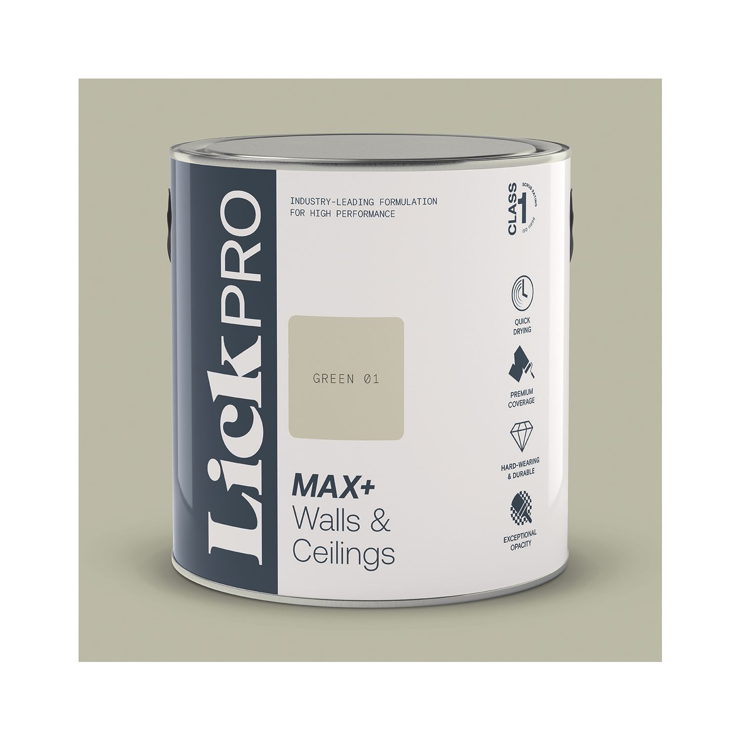 LickPro Max+ 2.5Ltr Green 01 Eggshell Emulsion Paint (940JY)