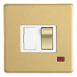 Contactum Lyric 13A Switched Fused Spur with Neon Brushed Brass with White Inserts