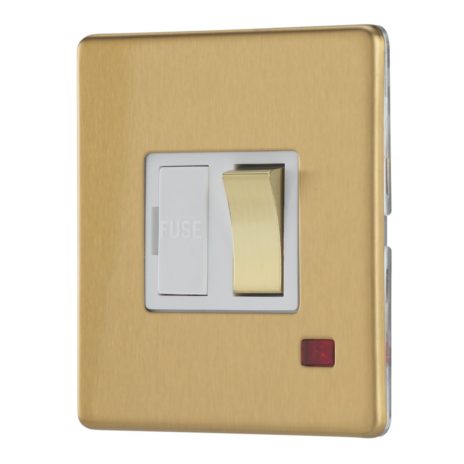 Contactum Lyric 13A Switched Fused Spur with Neon Brushed Brass with White Inserts (940RK)