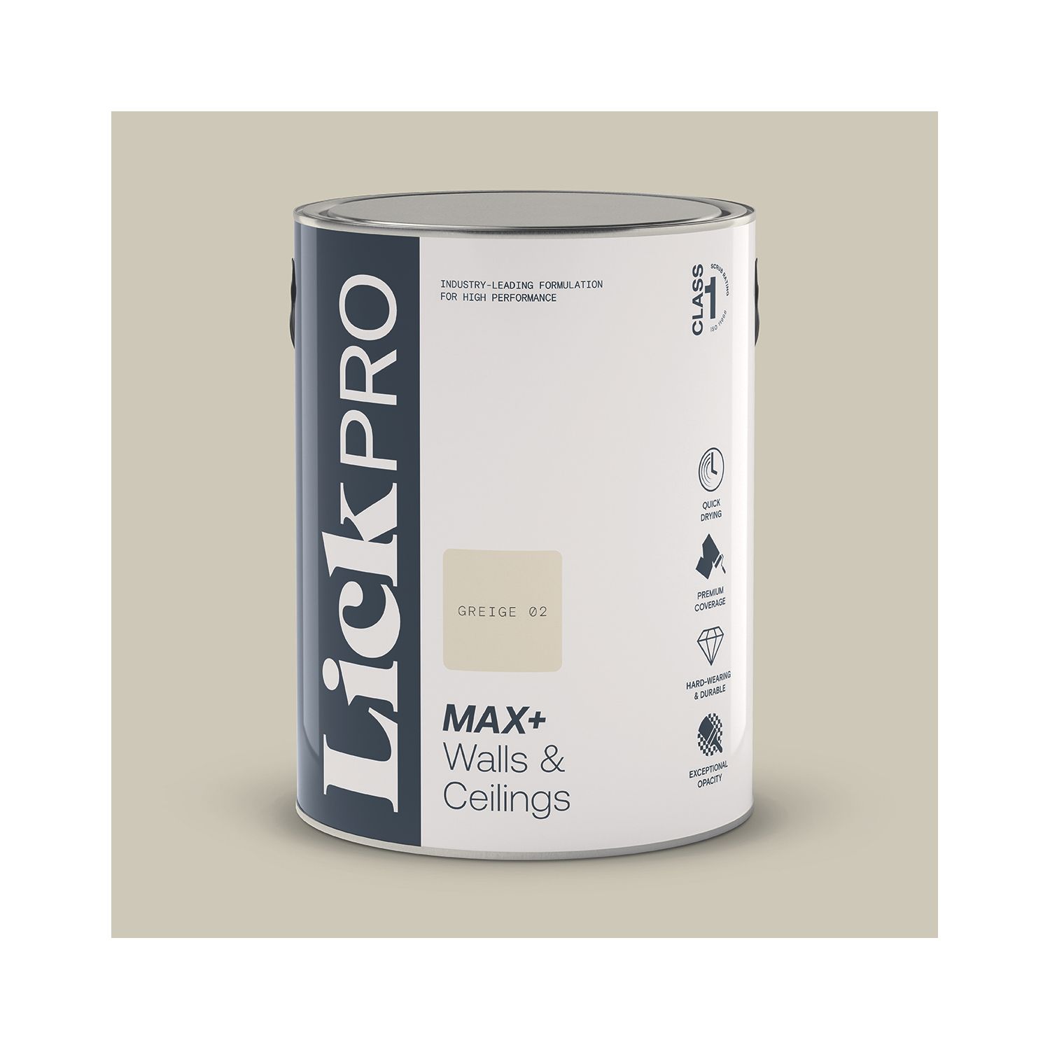 LickPro Max+ 5Ltr Greige 02 Eggshell Emulsion Paint (940TM)