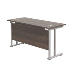 TC Group Aztec Twin Upright Rectangular Office Desk Dark Walnut/Silver ...