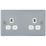 British General  13A 2-Gang Unswitched Metal Clad Socket Grey with White Inserts