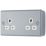 British General  13A 2-Gang Unswitched Metal Clad Socket Grey with White Inserts