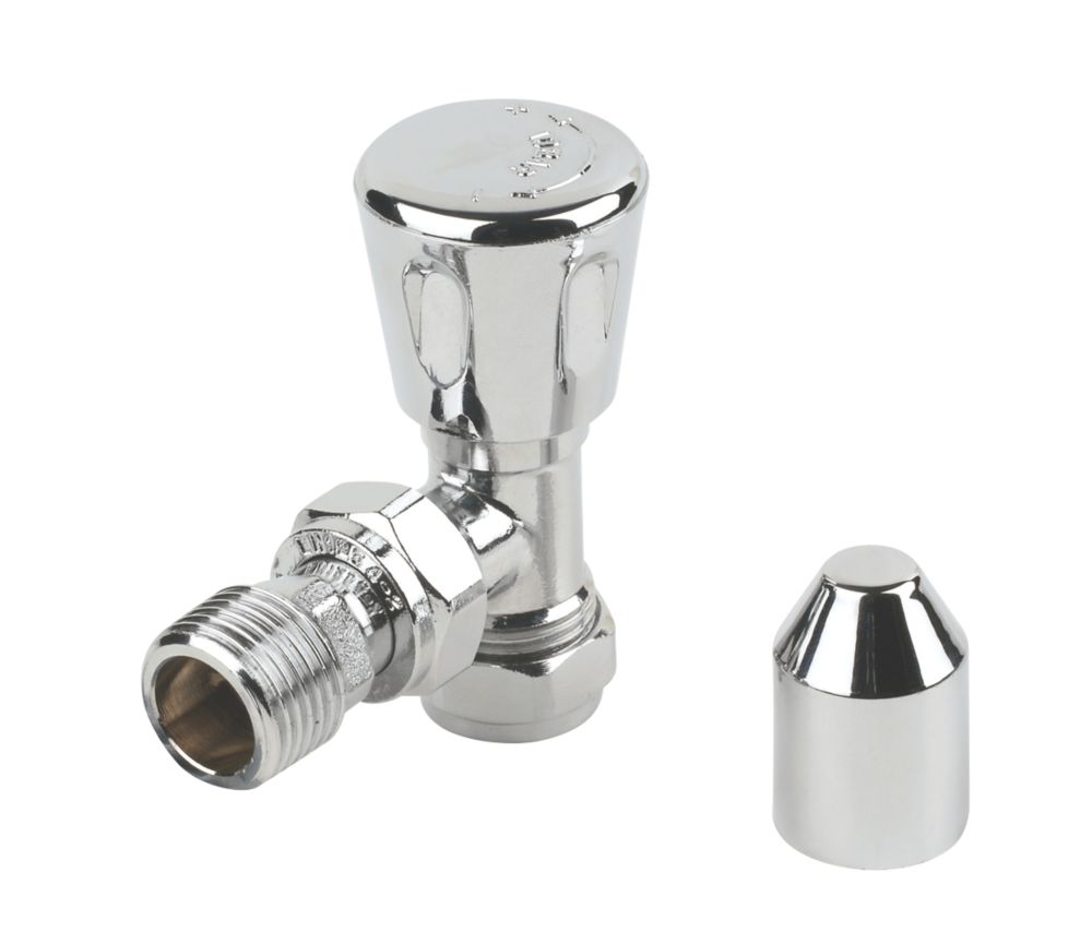 Chrome Angled Manual Radiator Valves 15mm x 1/2 2 Pack - Screwfix