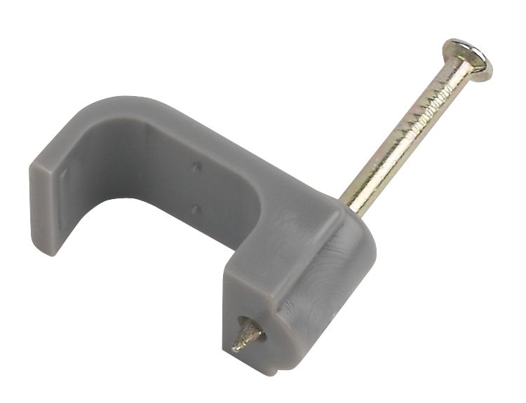 LAP Grey Flat Single Cable Clips 6mm 100 Pack - Screwfix
