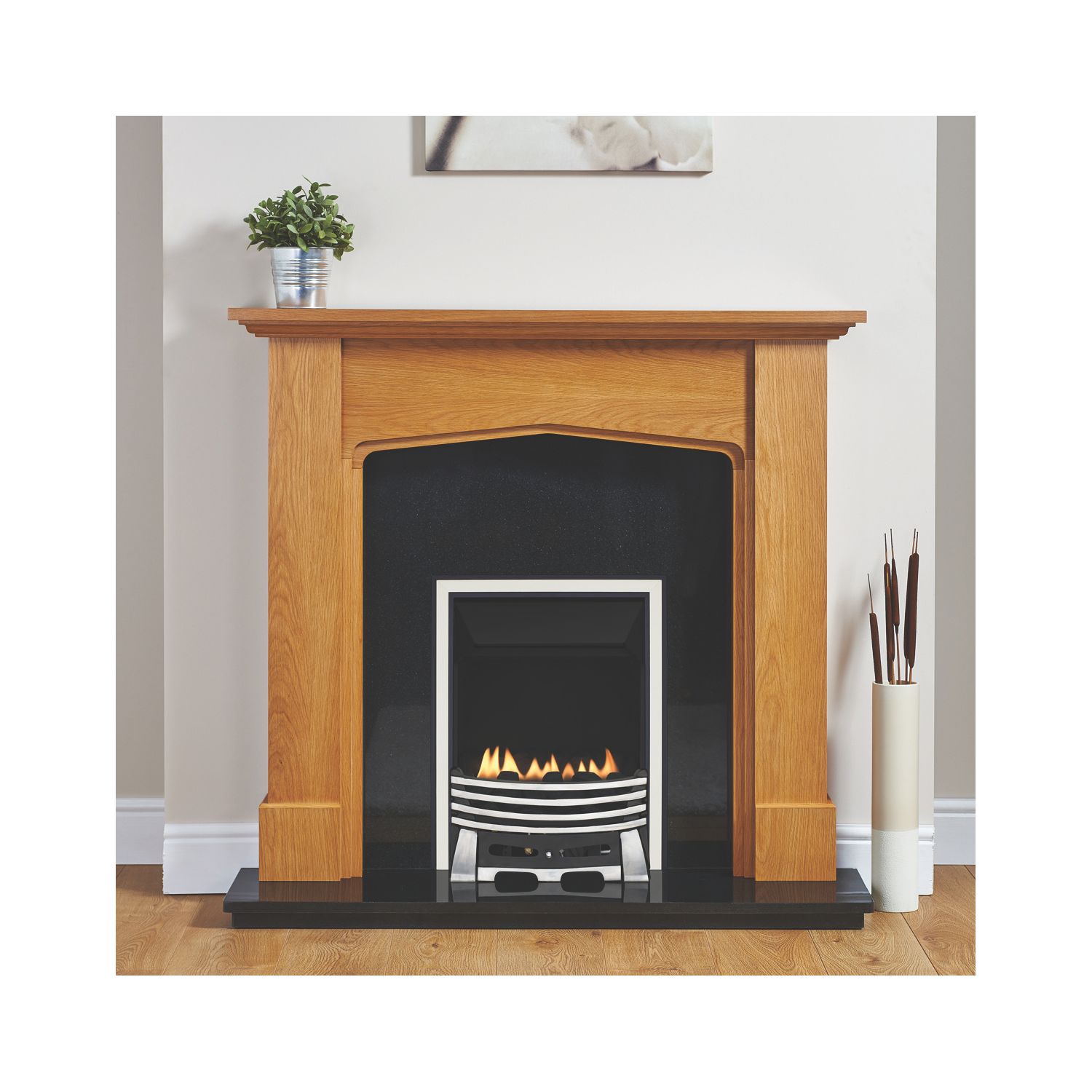 Focal Point Elysee Chrome Rotary Control Gas Inset Flueless Fire 497mm x 620mm (9411H)