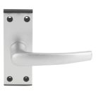 Smith & Locke Black End Cap Fire Rated Latch Door Handle Set Pair Satin Aluminium