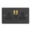 Varilight  13A 2-Gang SP Switched Socket + 3A 45W 2-Outlet Type C USB Charger Matt Black with Black Inserts
