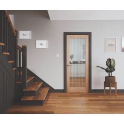 1-Clear Light Unfinished Oak Wooden Cottage Internal Door 1981mm x 762mm