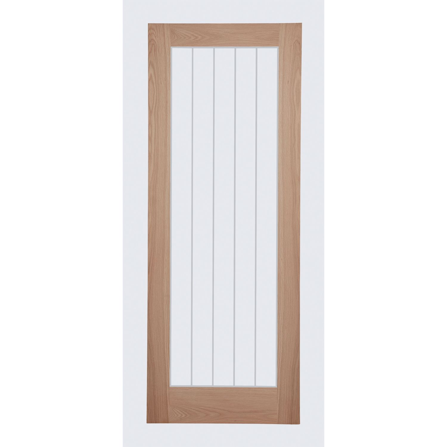 1-Clear Light Unfinished Oak Wooden Cottage Internal Door 1981mm x 762mm (941FA)