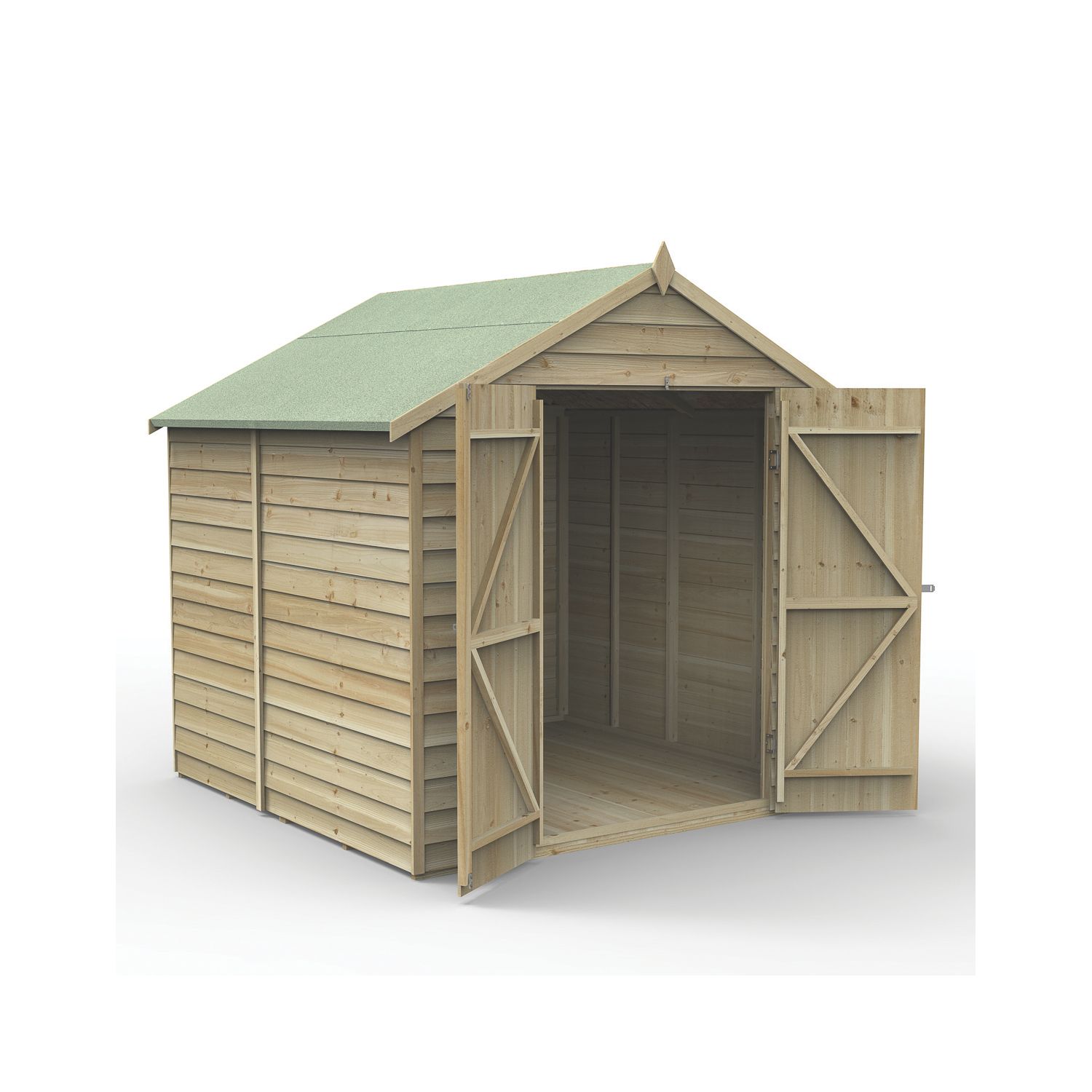 Forest 4Life 7' x 7' (Nominal) Apex Overlap Timber Shed with Base & Assembly (941FL)