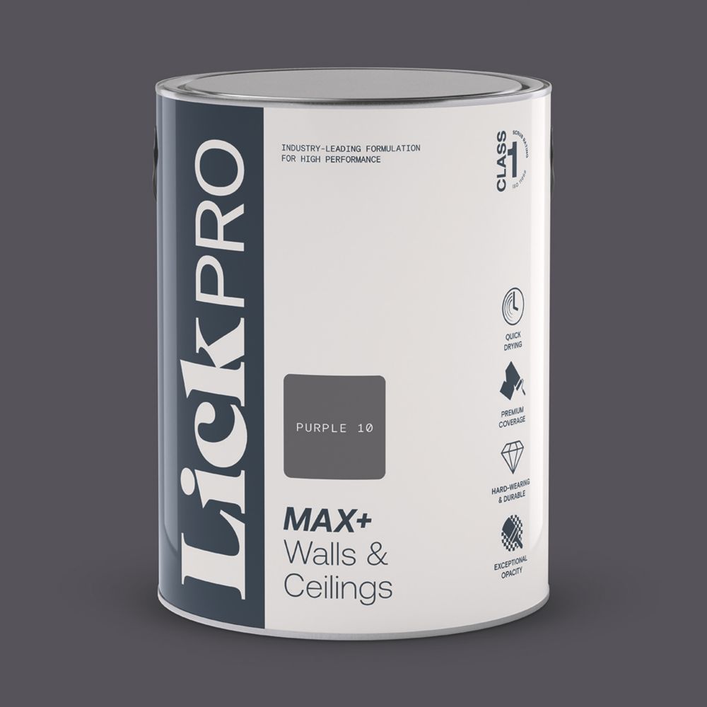 LickPro Max+ 5Ltr Purple 10 Eggshell Emulsion Paint Screwfix