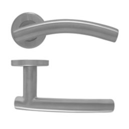 Eclipse Insignia Arched Fire Rated Lever on Rose Door Handle Pair Satin Stainless Steel