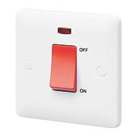 MK Base 45A 1-Gang DP Control Switch White with Neon with Red Inserts