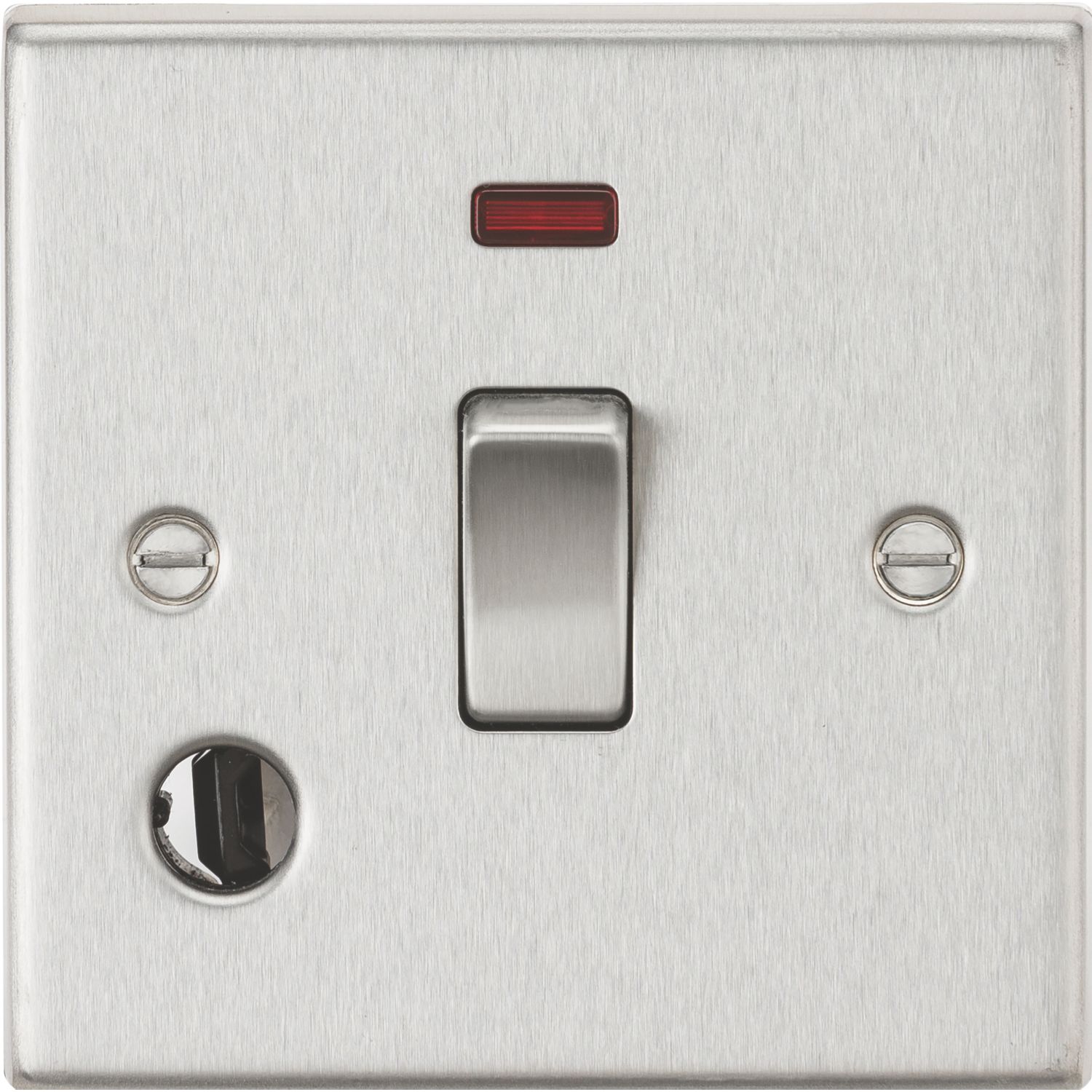 Knightsbridge 20A 1-Gang DP Control Switch & Flex Outlet Brushed Chrome with LED (941TY)