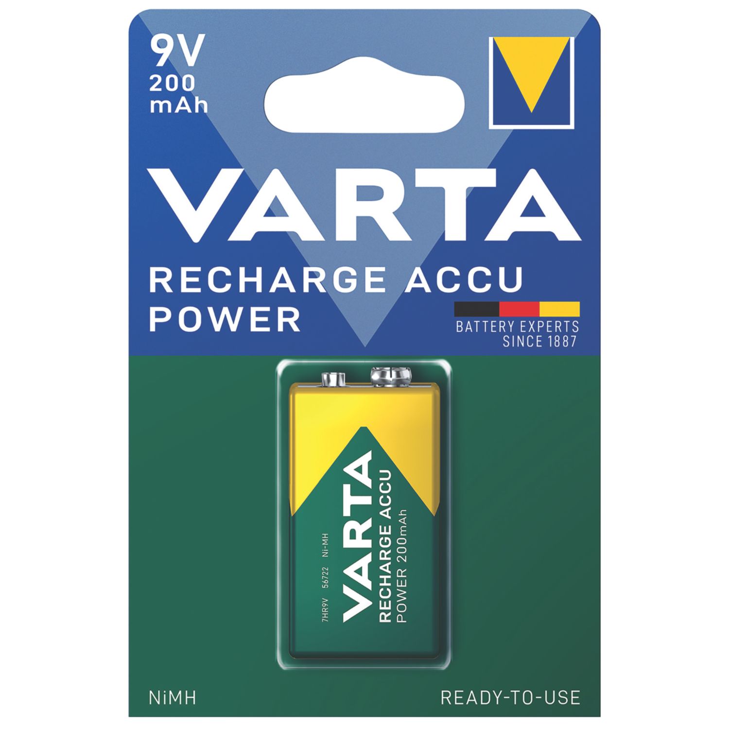 Varta Ready2Use Rechargeable 9V Ni-MH Batteries (9427K)