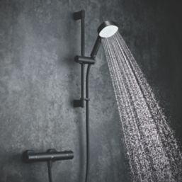 Mira Atom Single Outlet Rear-Fed Exposed Matt Black Thermostatic Mixer Shower