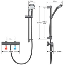 Mira Atom Single Outlet Rear-Fed Exposed Matt Black Thermostatic Mixer Shower