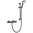 Mira Atom Single Outlet Rear-Fed Exposed Matt Black Thermostatic Mixer Shower