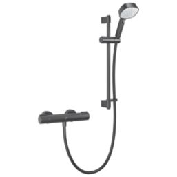 Mira Atom Single Outlet Rear-Fed Exposed Matt Black Thermostatic Mixer Shower